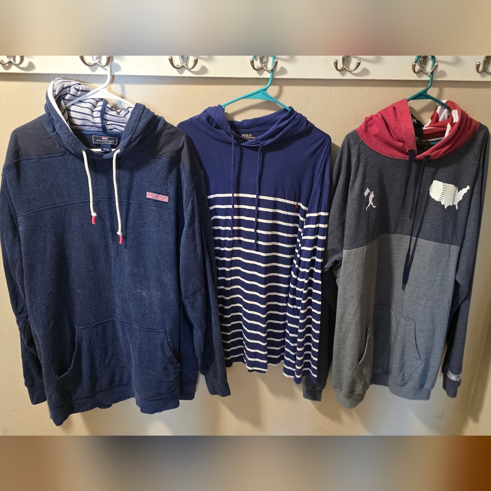 Bundle of Quality Men's Hoodies - Vineyard Vines 2X, Polo 3XB, Baseballism 3XL